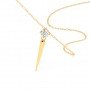 Gold Zircon Solitaire Pendant With Link Chain