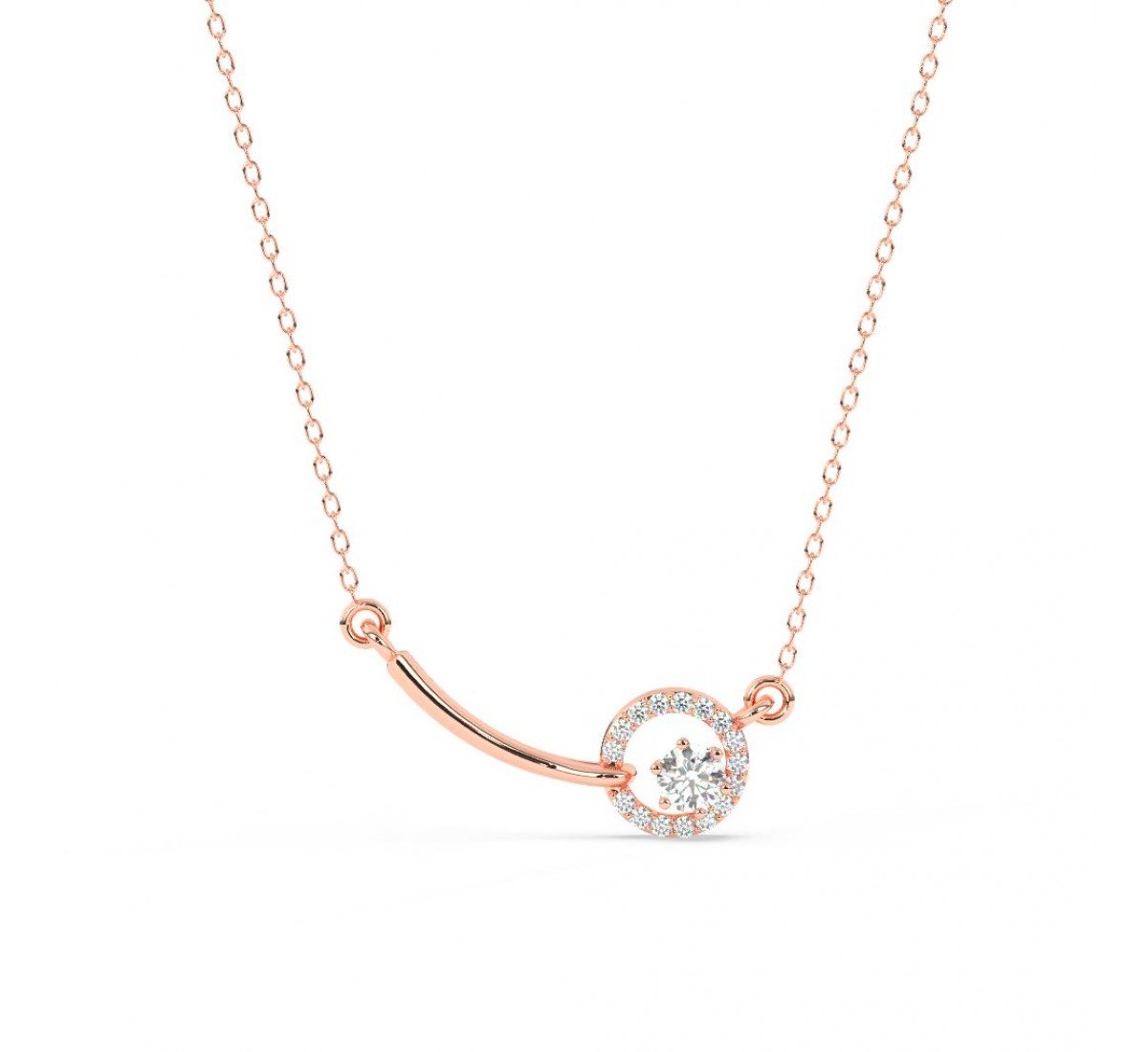 Rose Gold Shining Zircon Studded Necklace