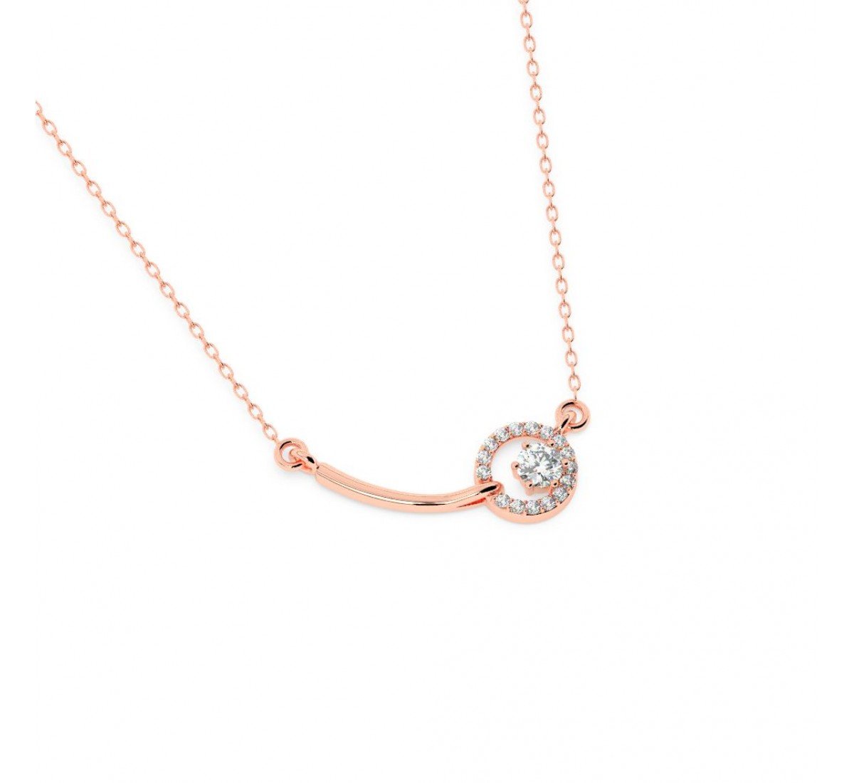 Rose Gold Shining Zircon Studded Necklace