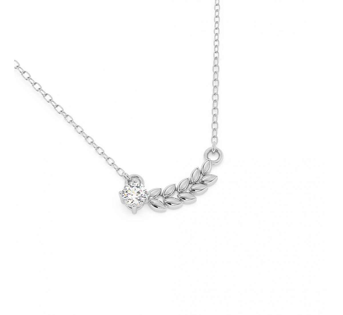 Silver Leaf Solitaire Necklace