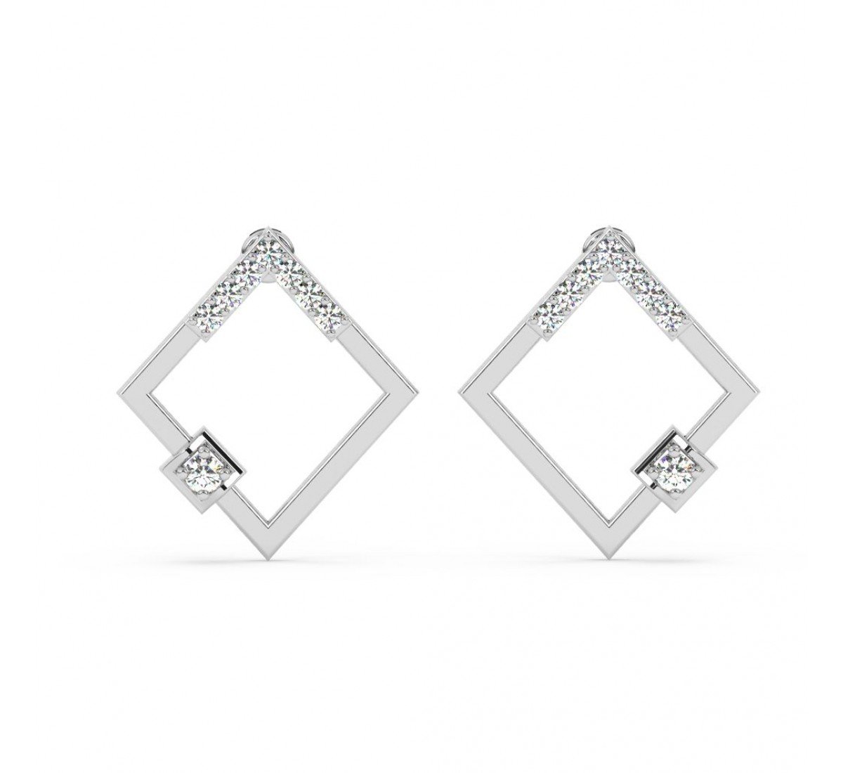 Silver Square Earrings