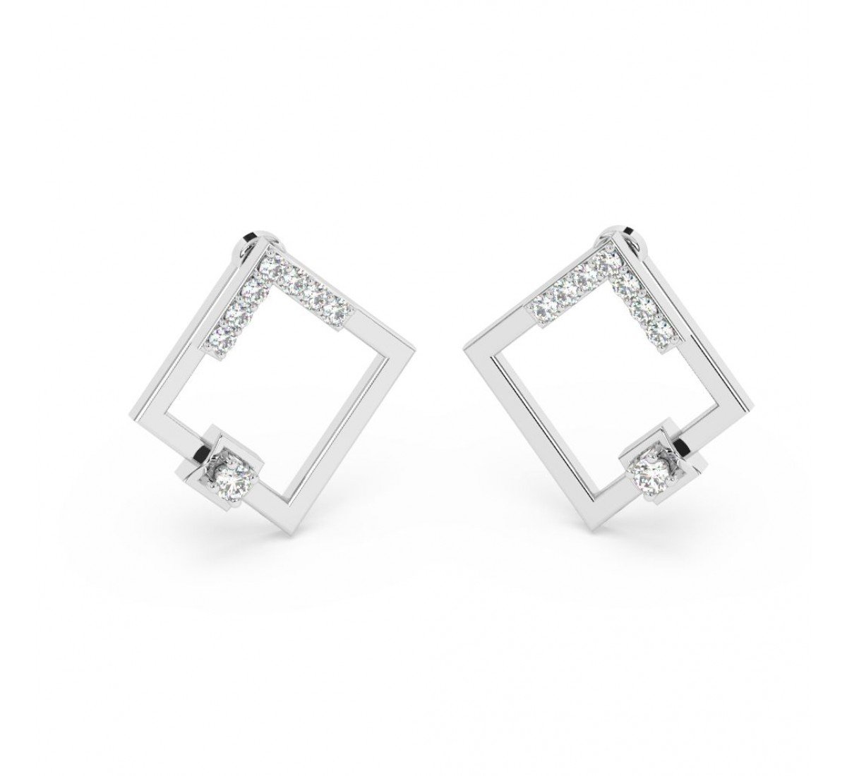 Silver Square Earrings