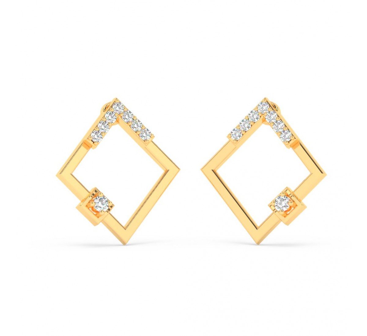 Gold Square Earrings