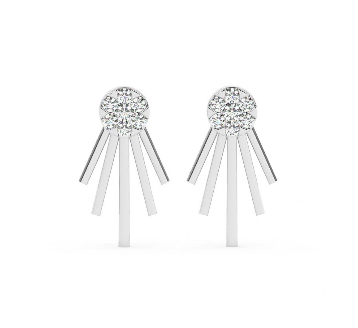 Silver Floreal Zircon Studded Earrings