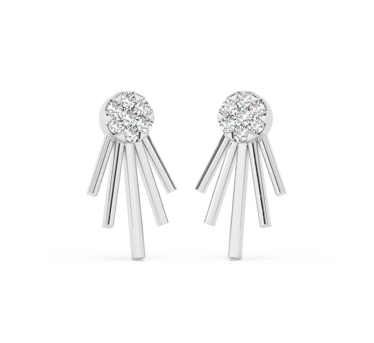 Silver Floreal Zircon Studded Earrings