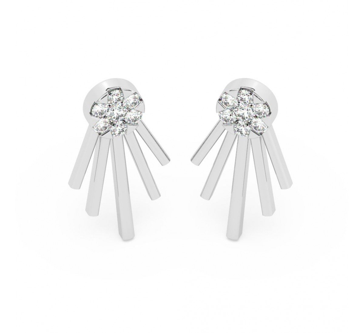 Silver Floreal Zircon Studded Earrings