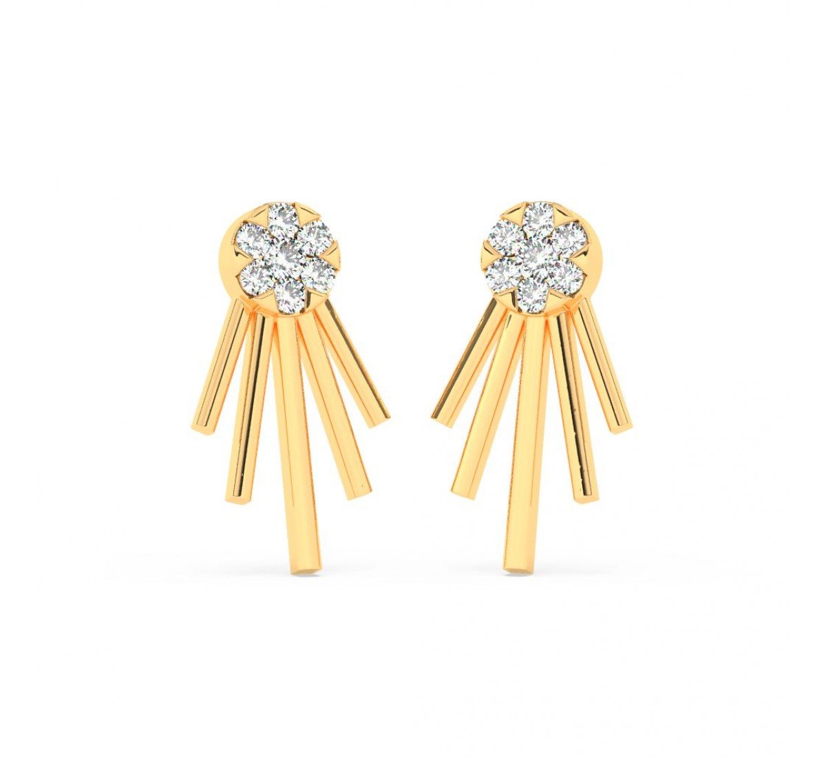 Gold Floreal Zircon Studded Earrings