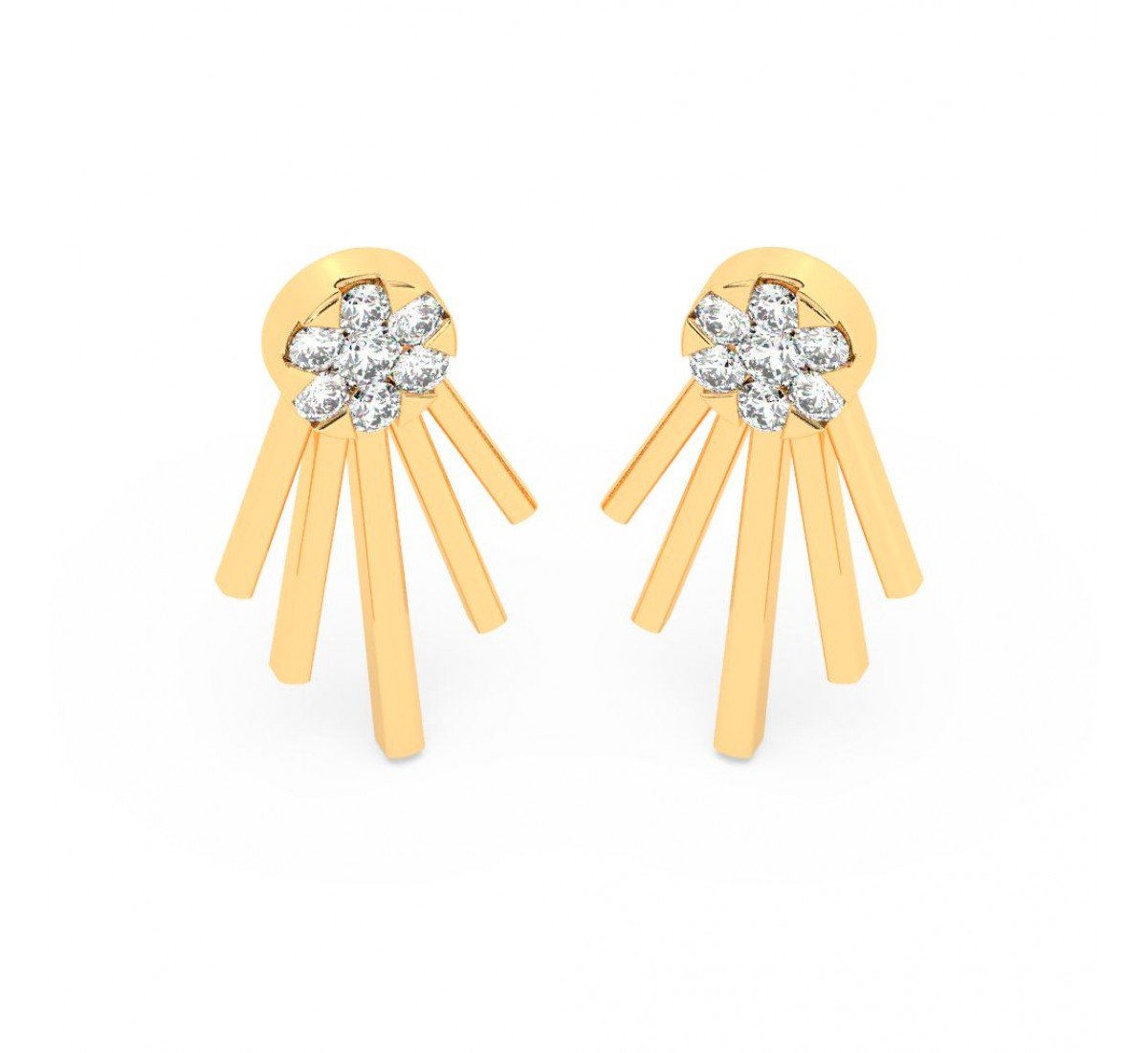 Gold Floreal Zircon Studded Earrings