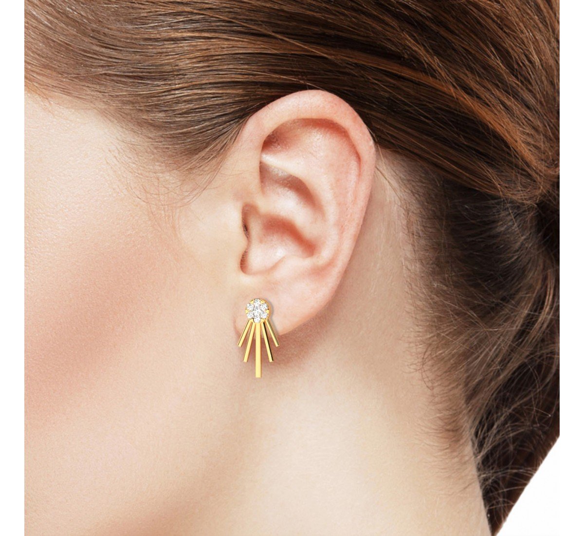 Gold Floreal Zircon Studded Earrings