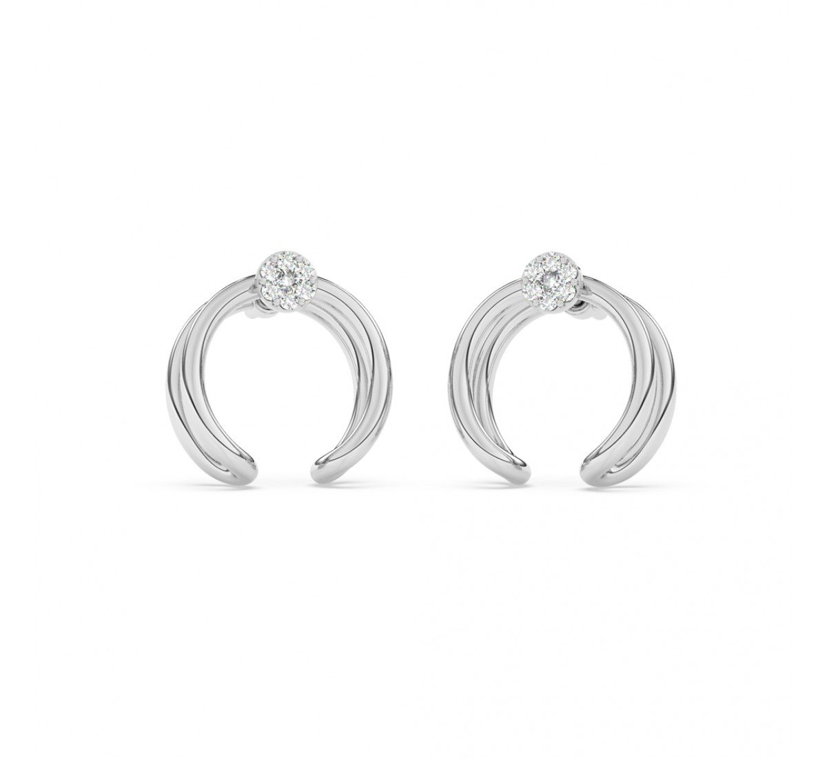 Silver Zircon Studded Circle Earrings