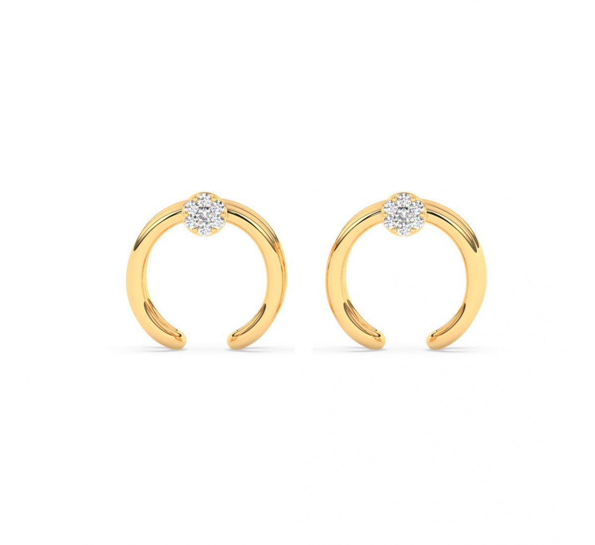 Gold Zircon Studded Circle Earrings