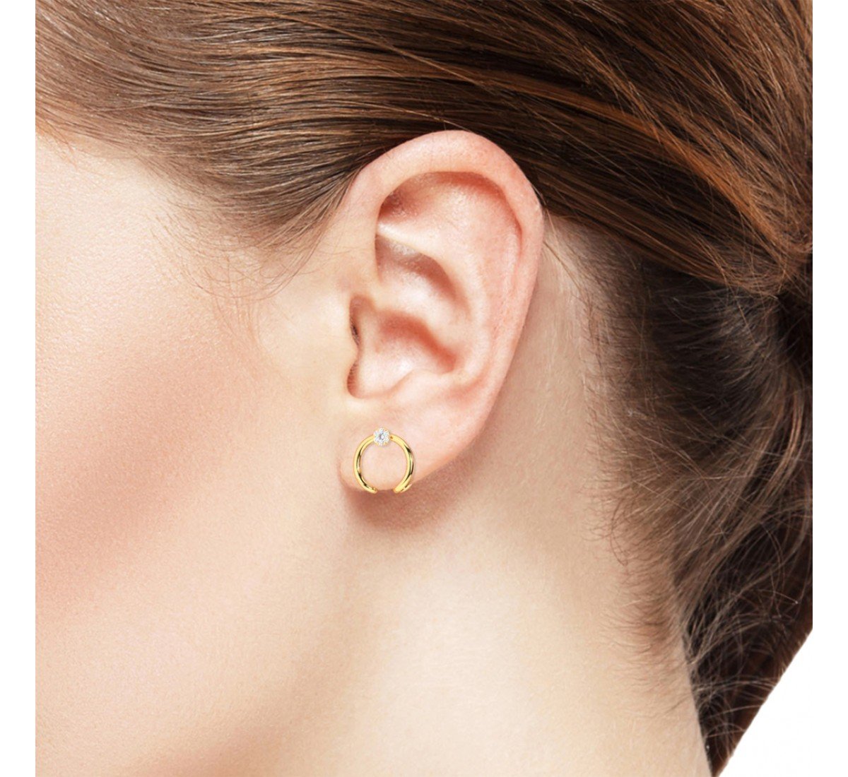 Gold Zircon Studded Circle Earrings