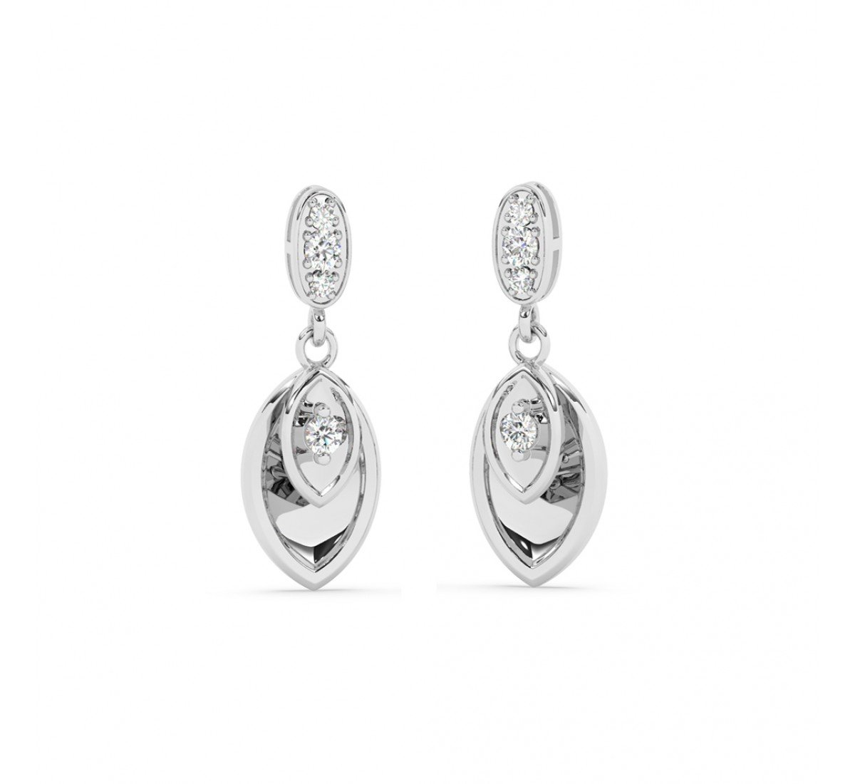 Silver Zircon Studded Drop Earrings