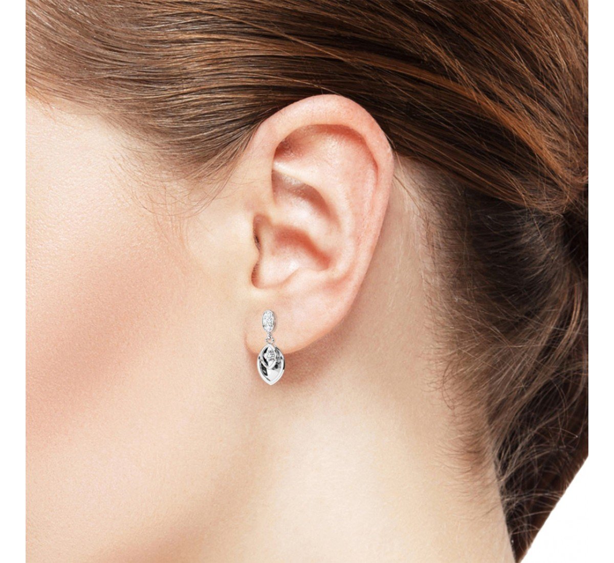 Silver Zircon Studded Drop Earrings