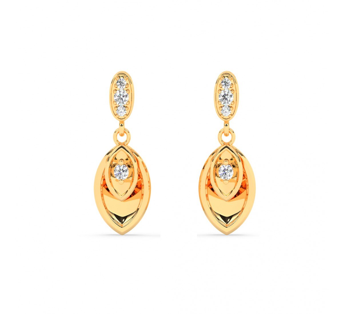 Gold Zircon Studded Drop Earrings