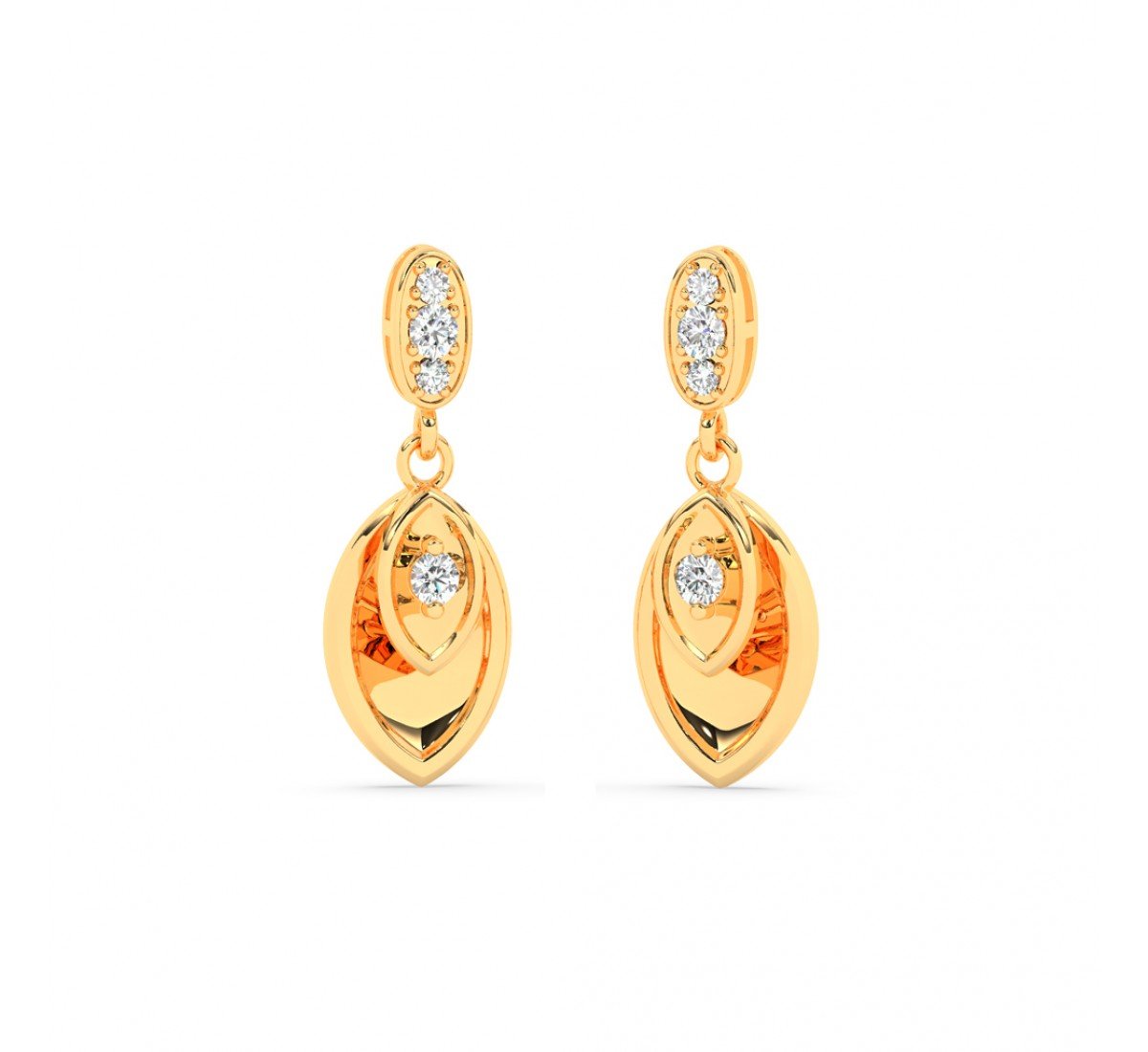 Gold Zircon Studded Drop Earrings