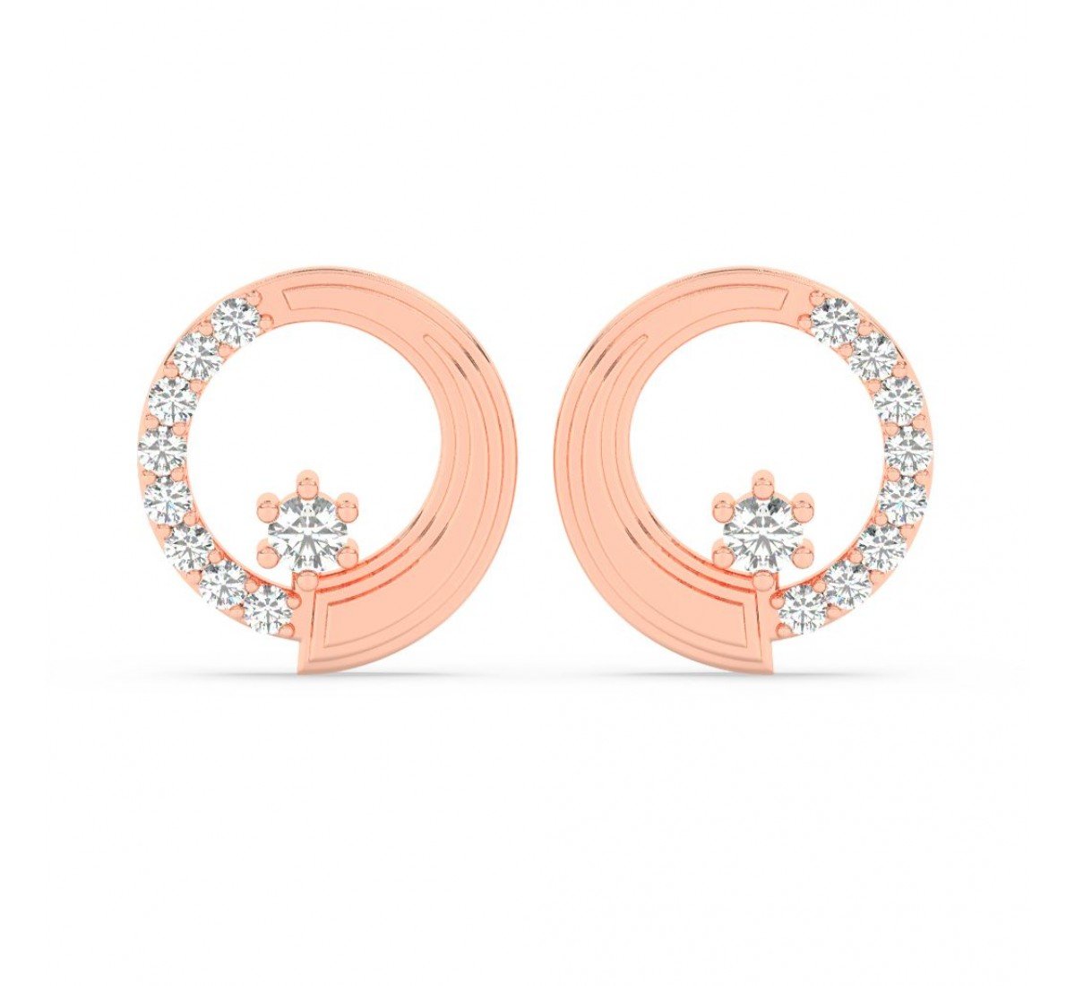 Rose Gold Zircon Studded Circle Earrings