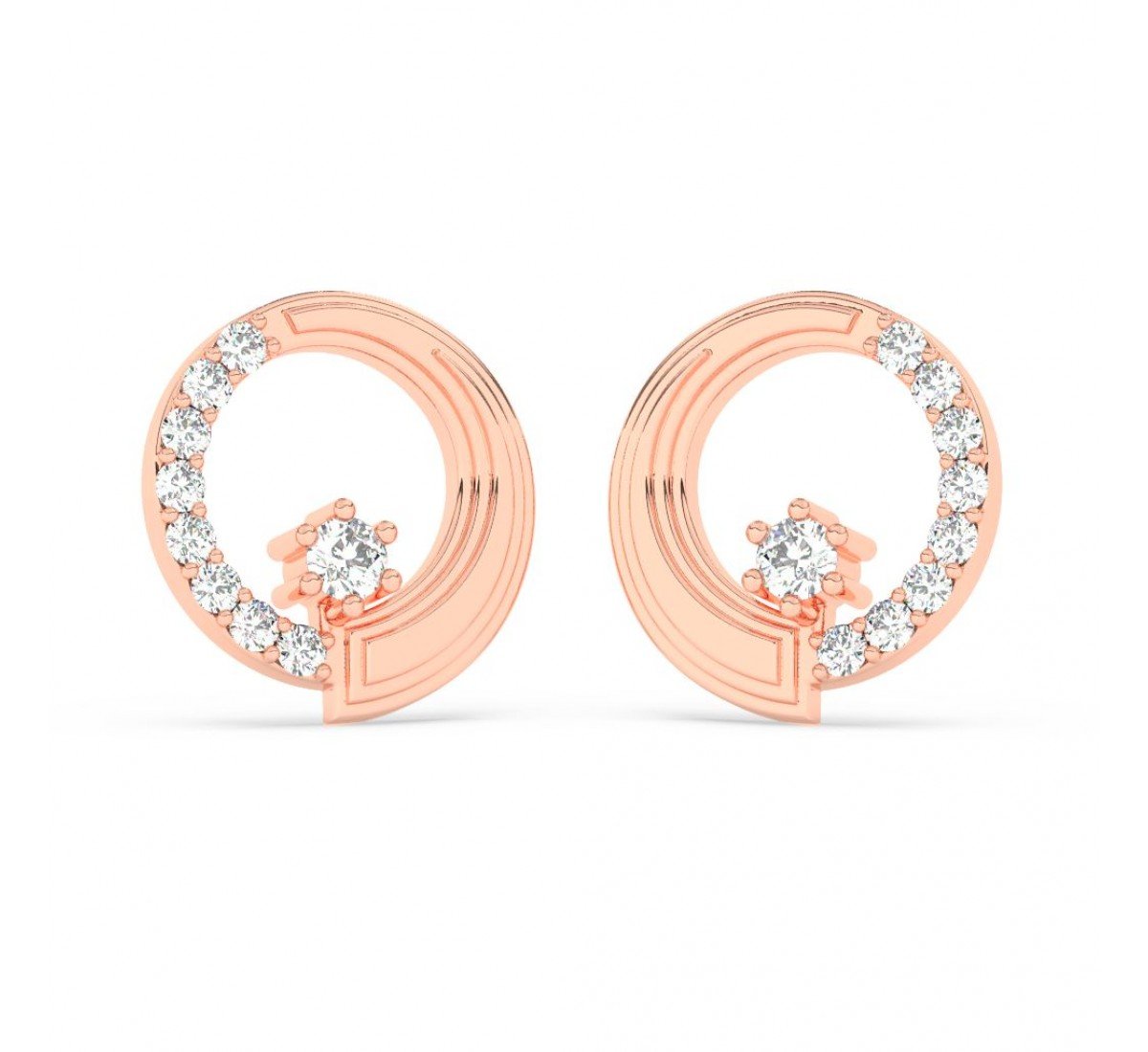 Rose Gold Zircon Studded Circle Earrings