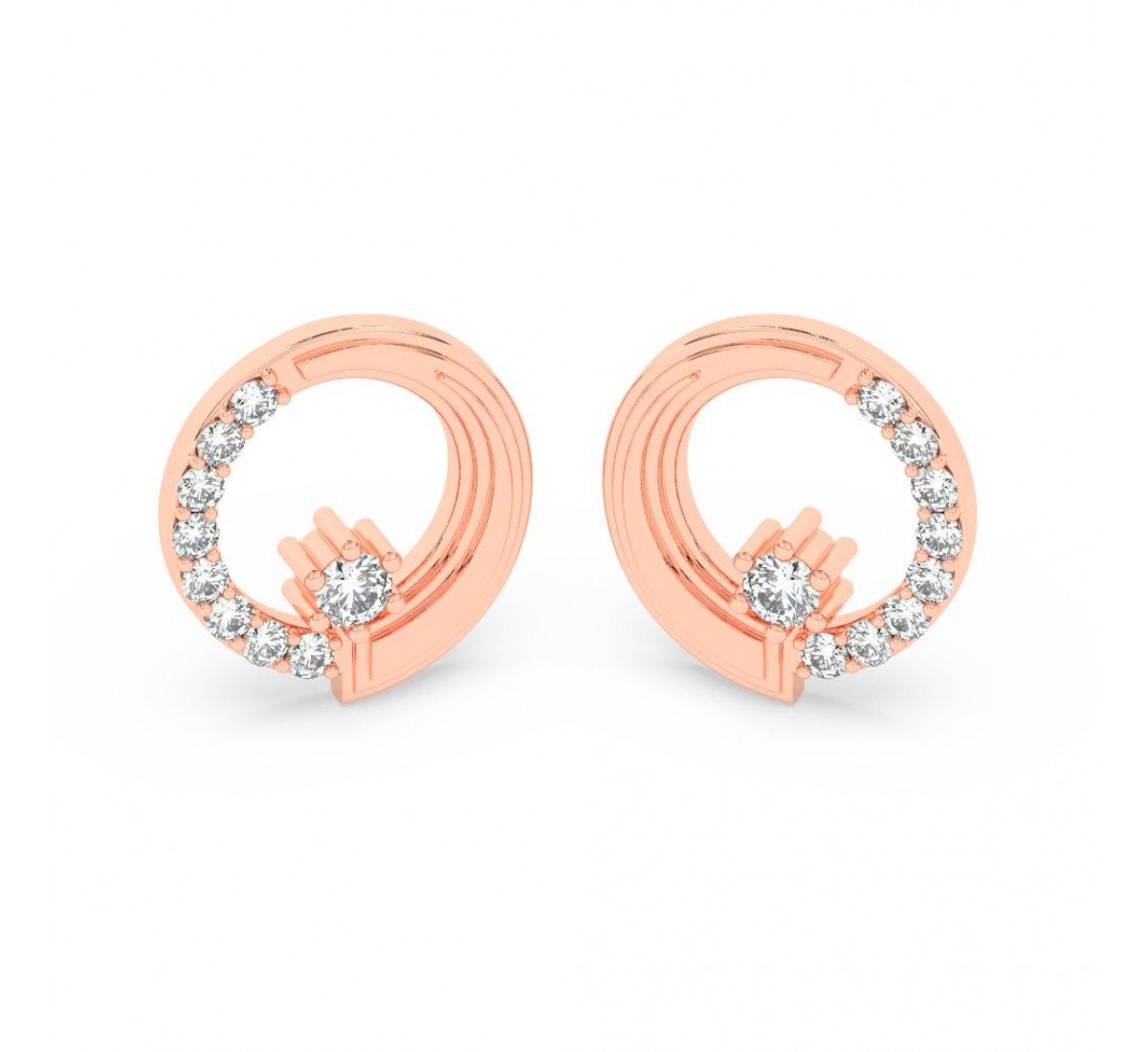 Rose Gold Zircon Studded Circle Earrings