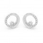 Silver Zircon Studded Circle Earrings