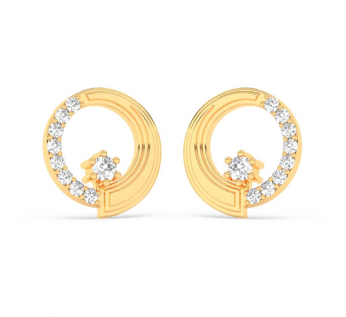 Gold Zircon Studded Circle Earrings