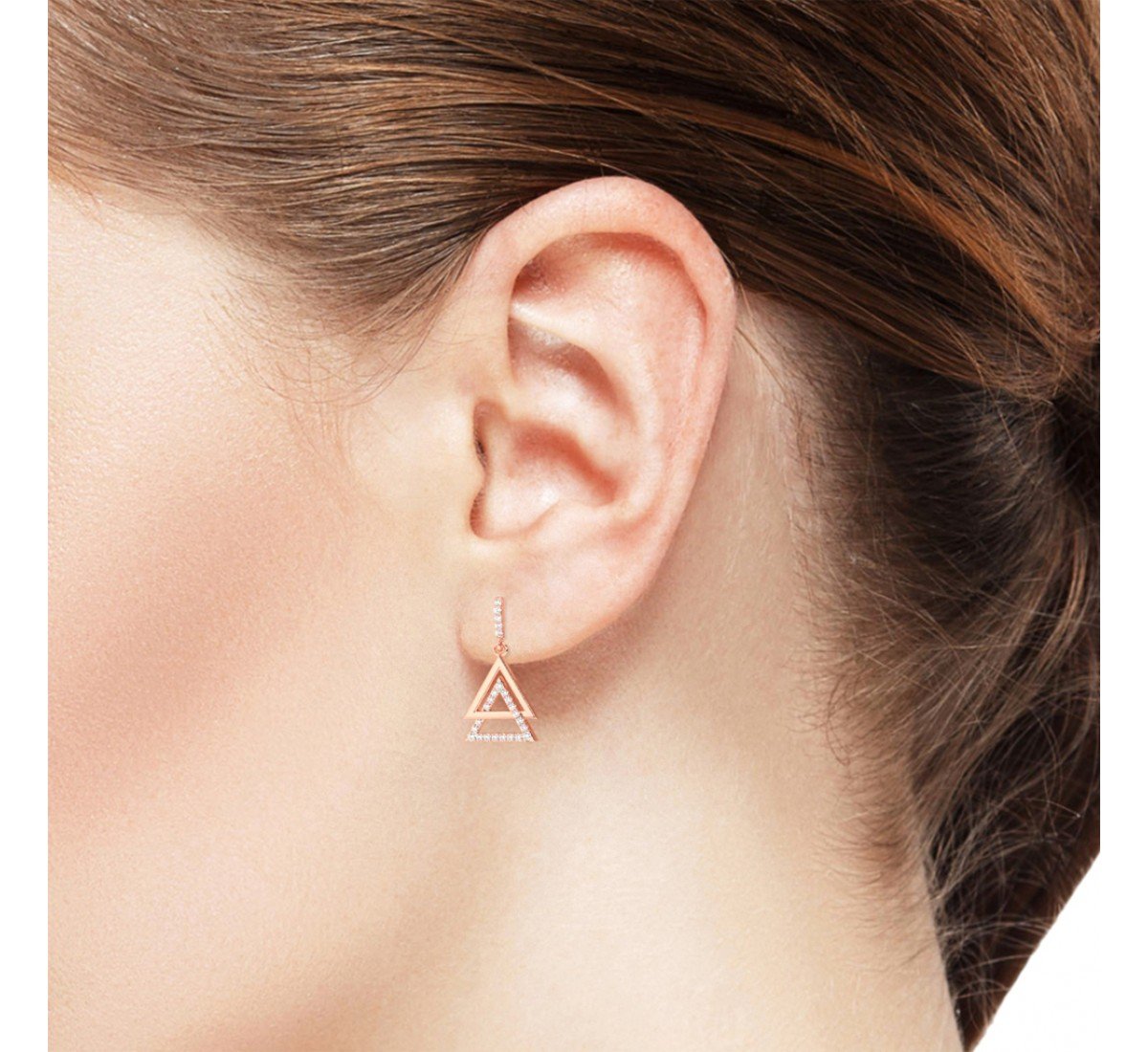 Rose Gold Triangular Drop Earrings