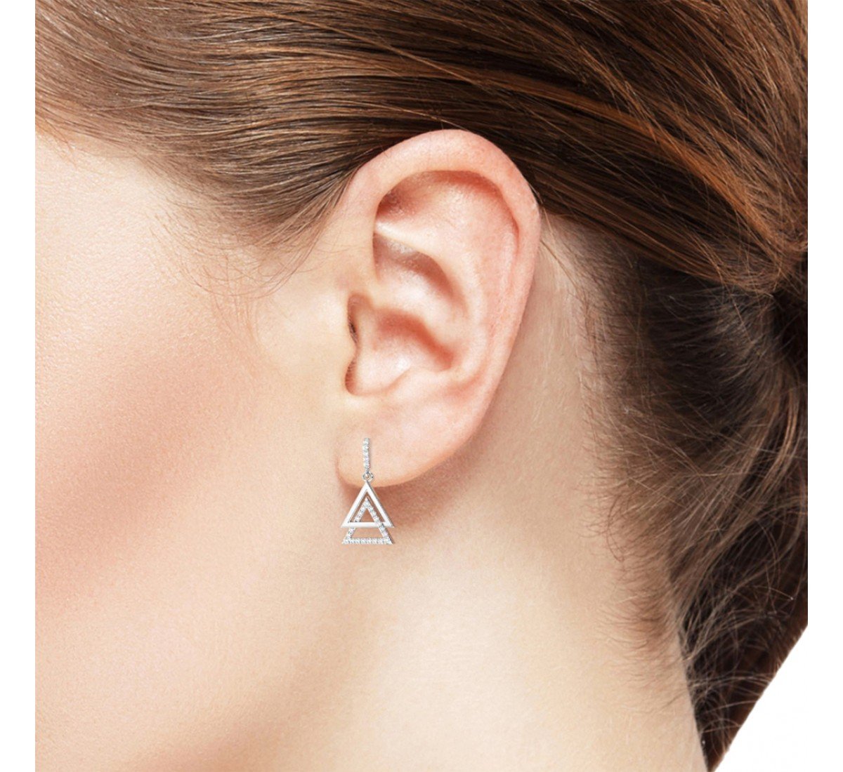 Silver Triangular Drop Earrings