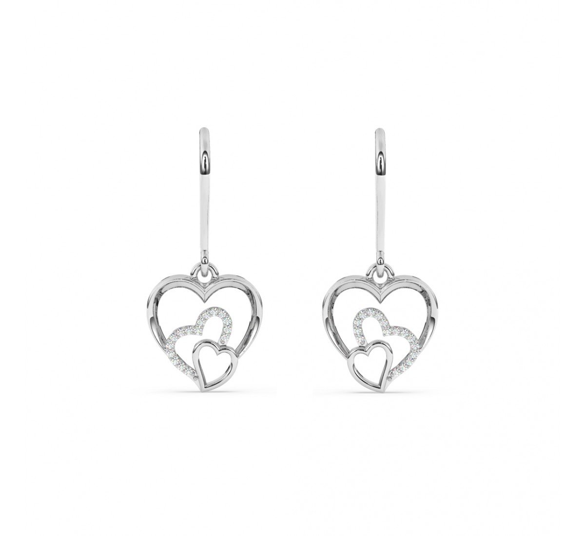 Silver Dual Heart Drop Earring