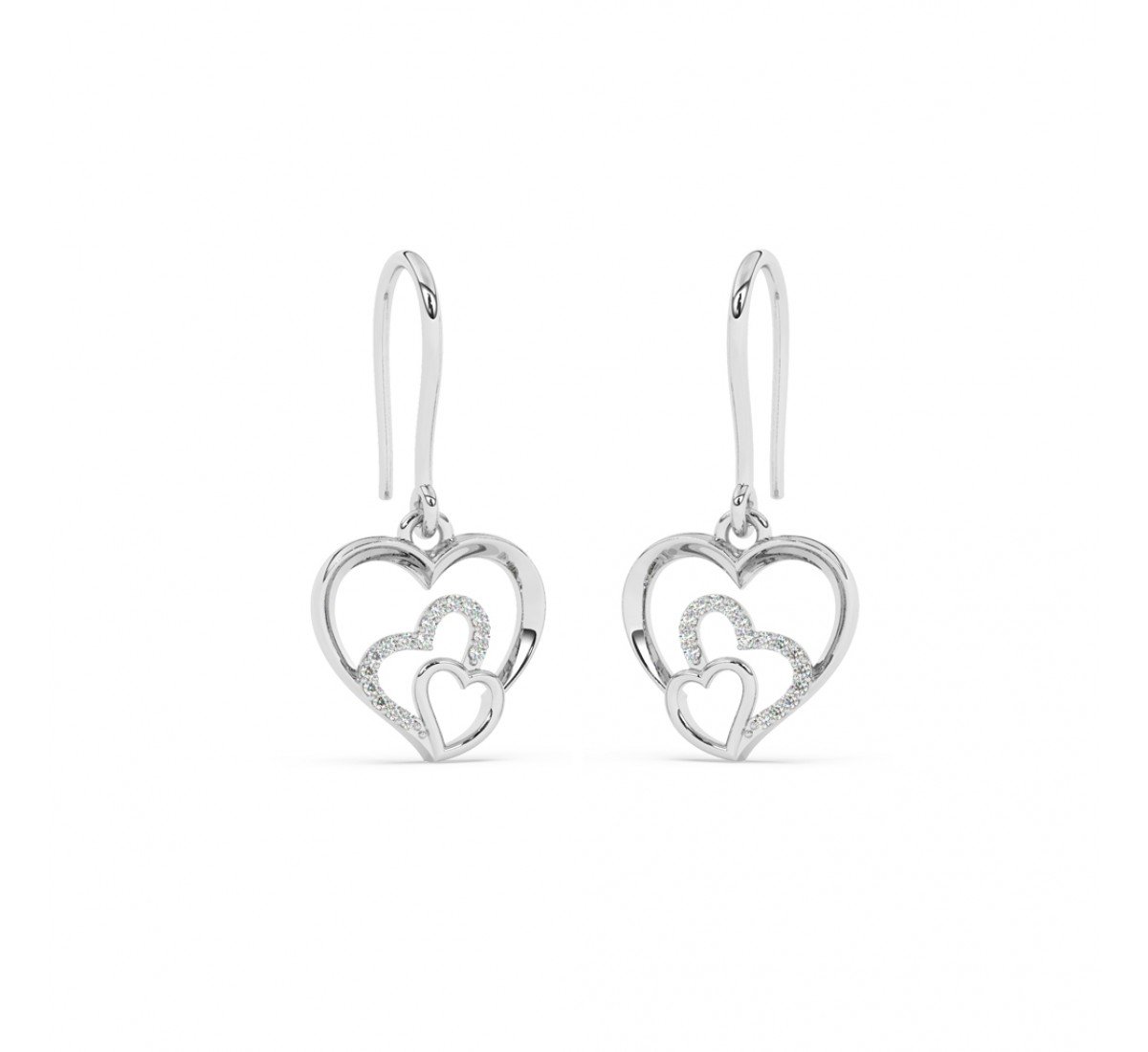 Silver Dual Heart Drop Earring