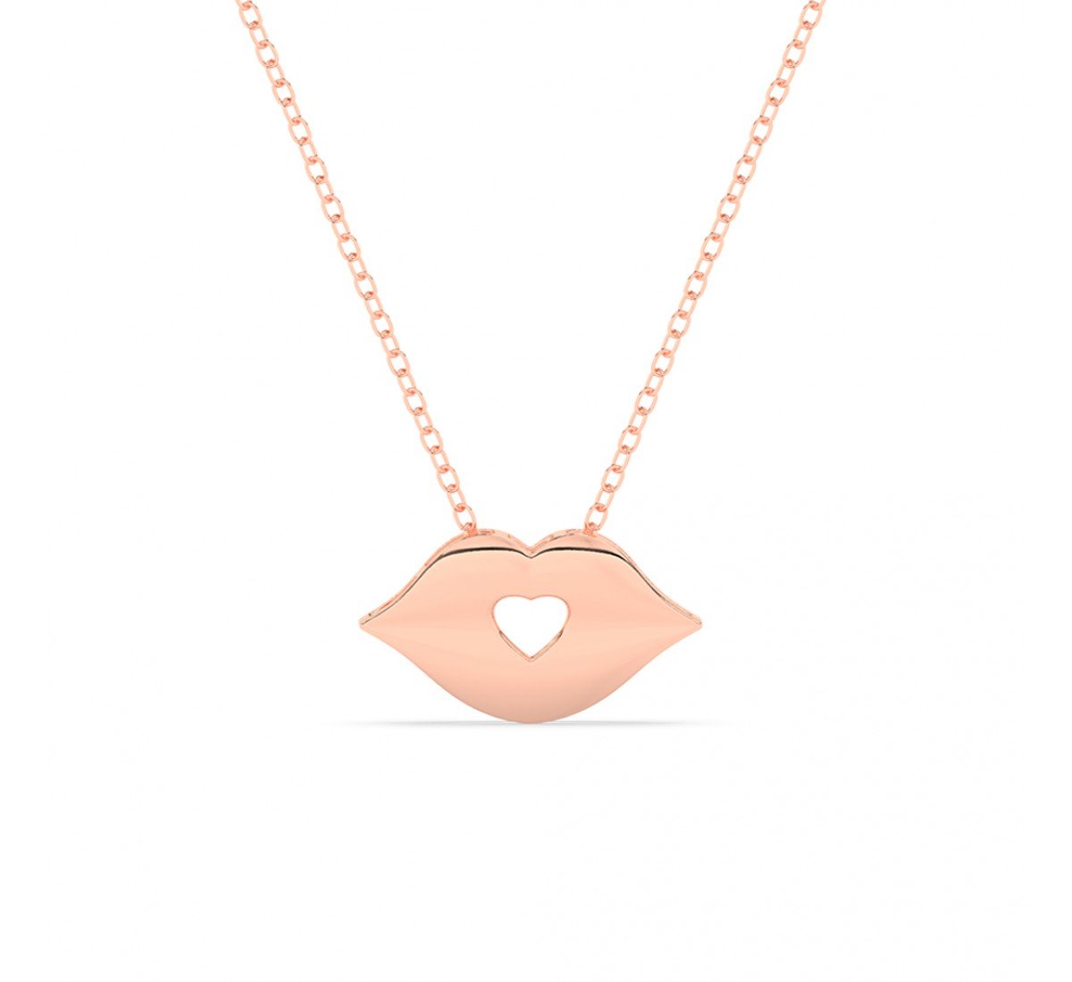 Rose Gold Lips Pendant With Link Chain