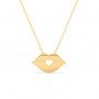 Gold Lips Pendant With Link Chain