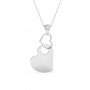 Silver Dual Interlocked Heart Pendant With Link Chain