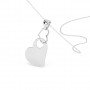 Silver Dual Interlocked Heart Pendant With Link Chain