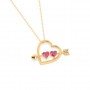 Gold Heart With Arrow Pendant With Link Chain