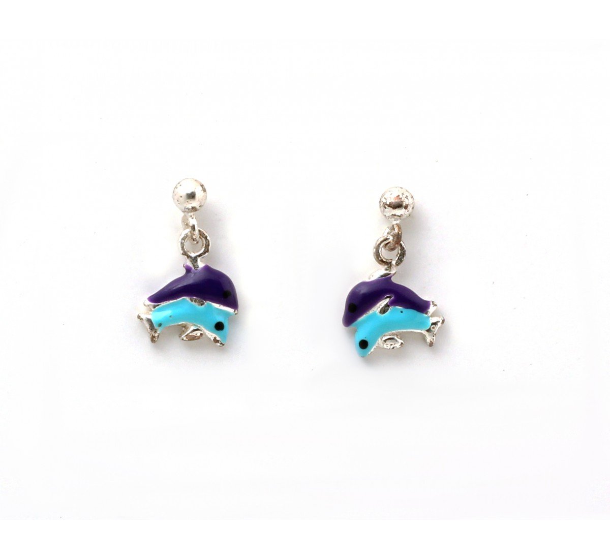 Silver Blue Whale Kids Drop Earrings