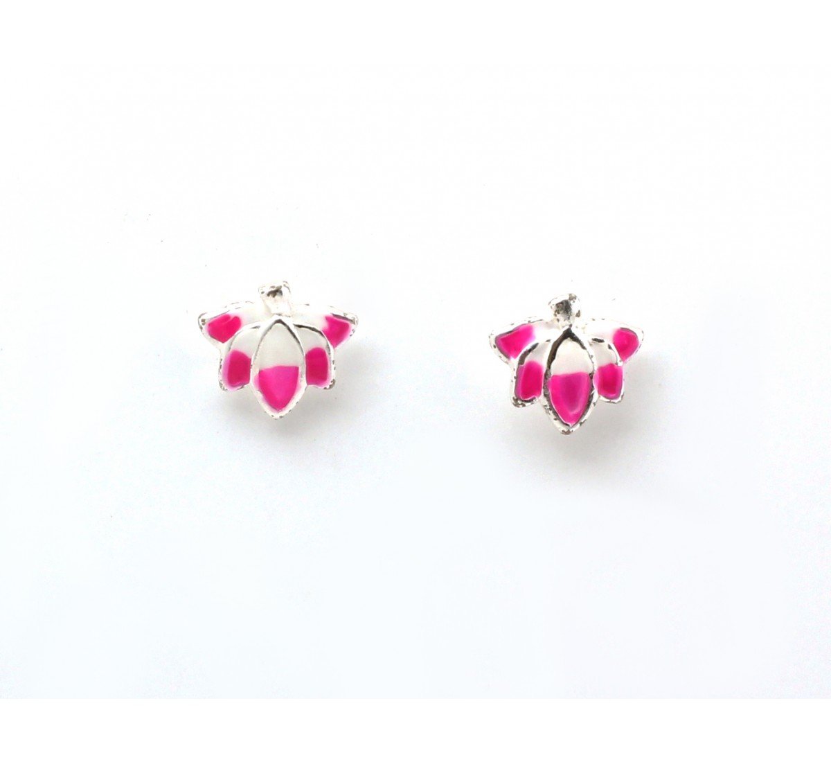 Silver Pink Flower Kids Drop Earrings