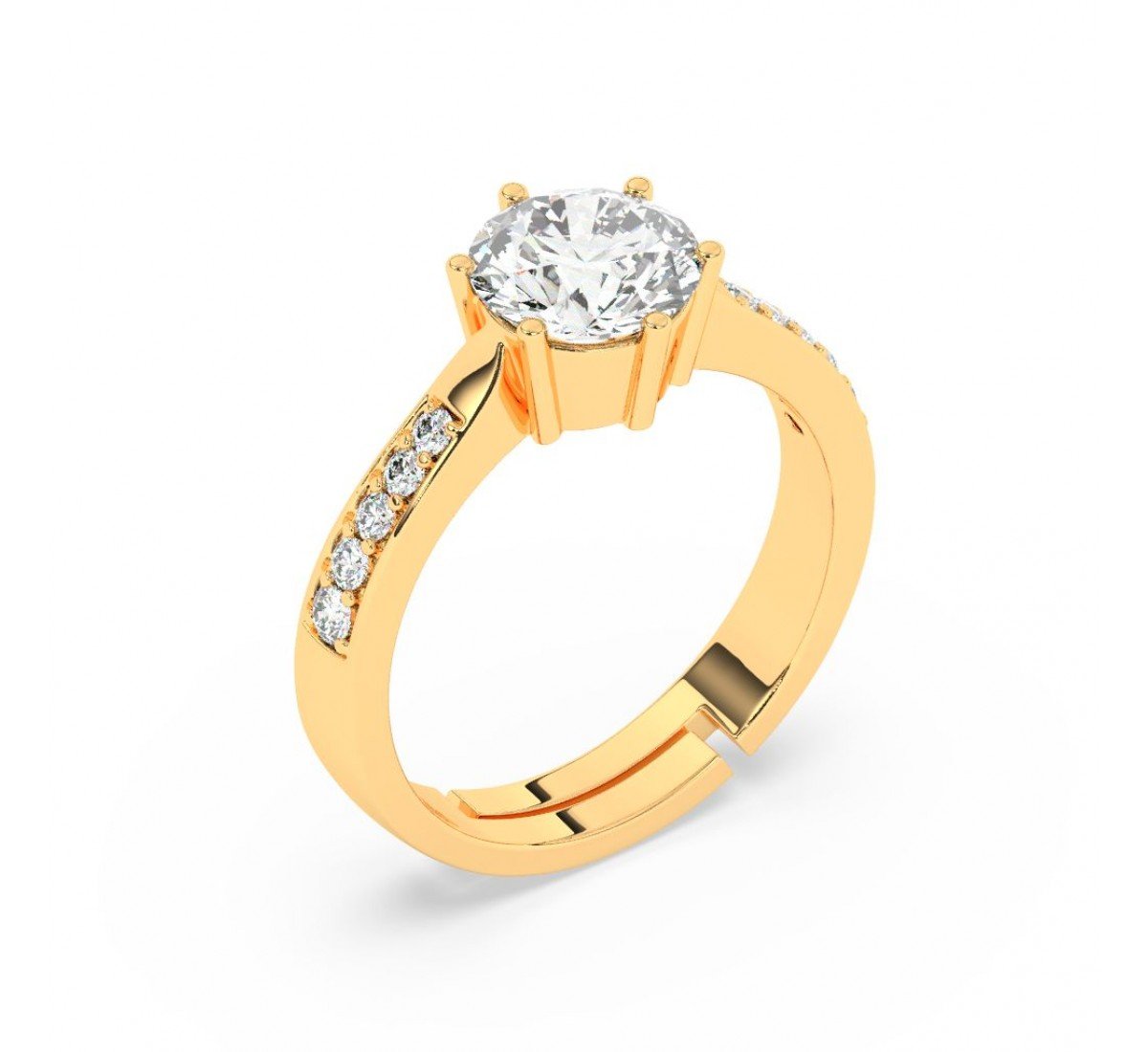 Gold Classic Zircon Solitare Ring