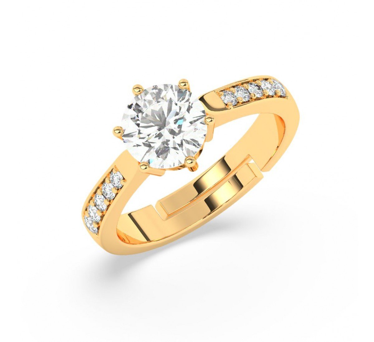 Gold Classic Zircon Solitare Ring