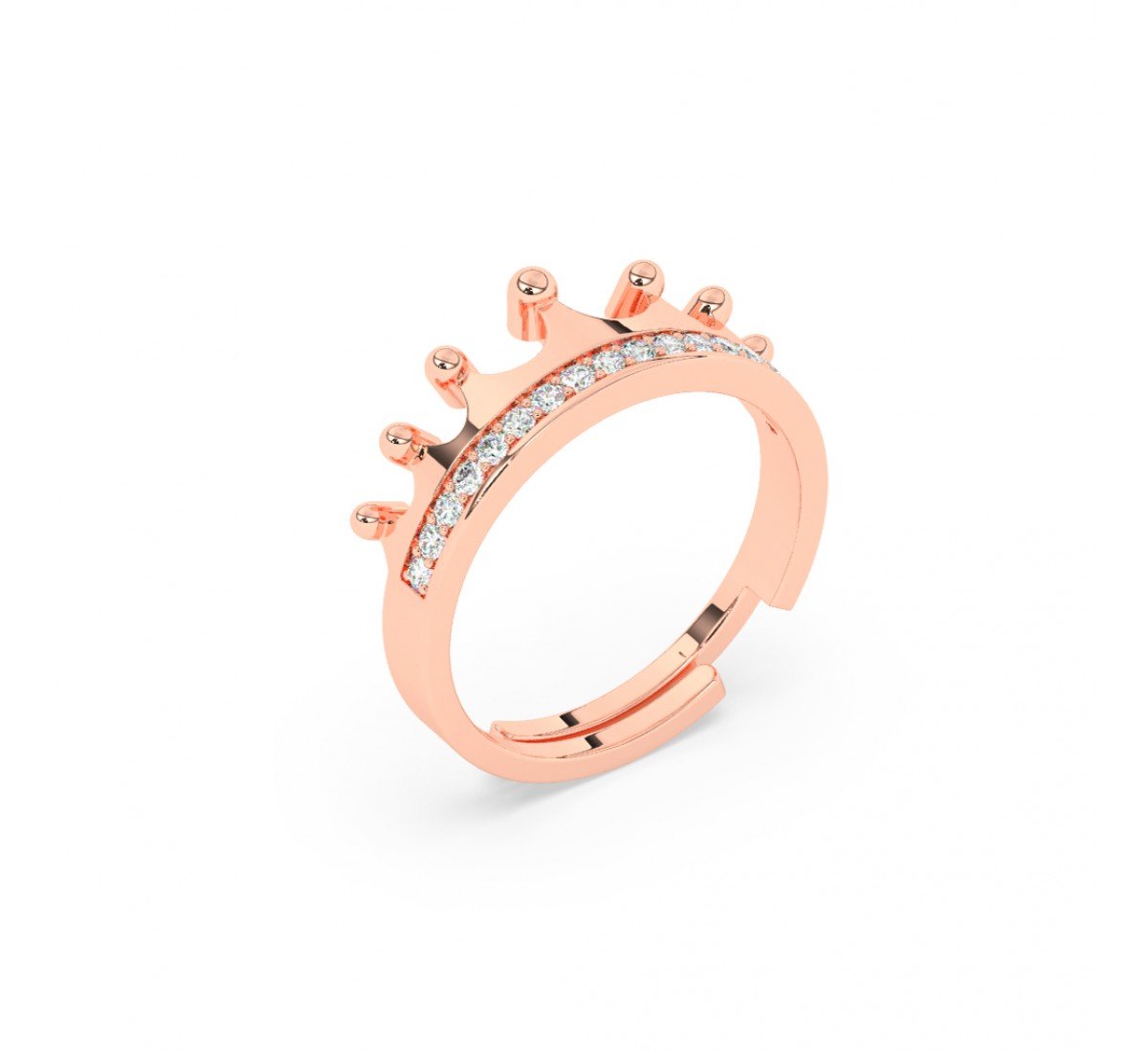 Rose Gold Zircon Crown Ring