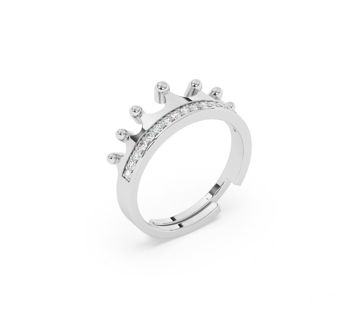 Silver Zircon Crown Ring