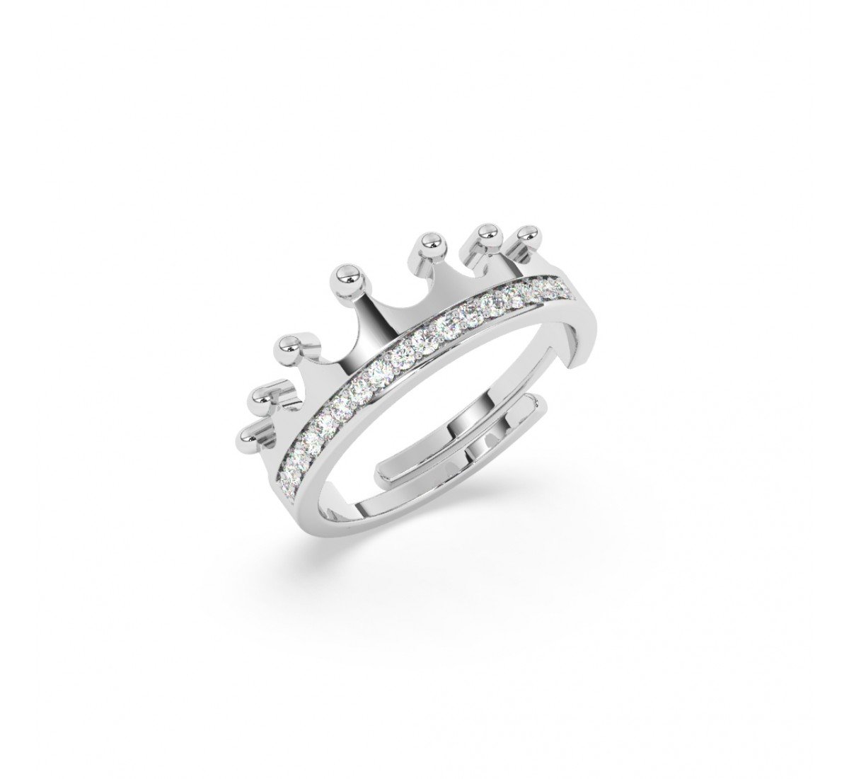 Silver Zircon Crown Ring