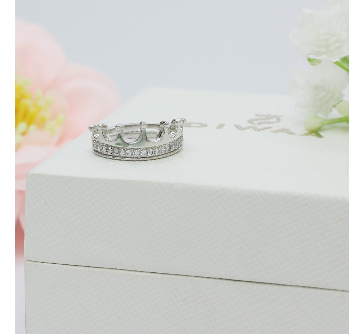 Silver Zircon Crown Ring