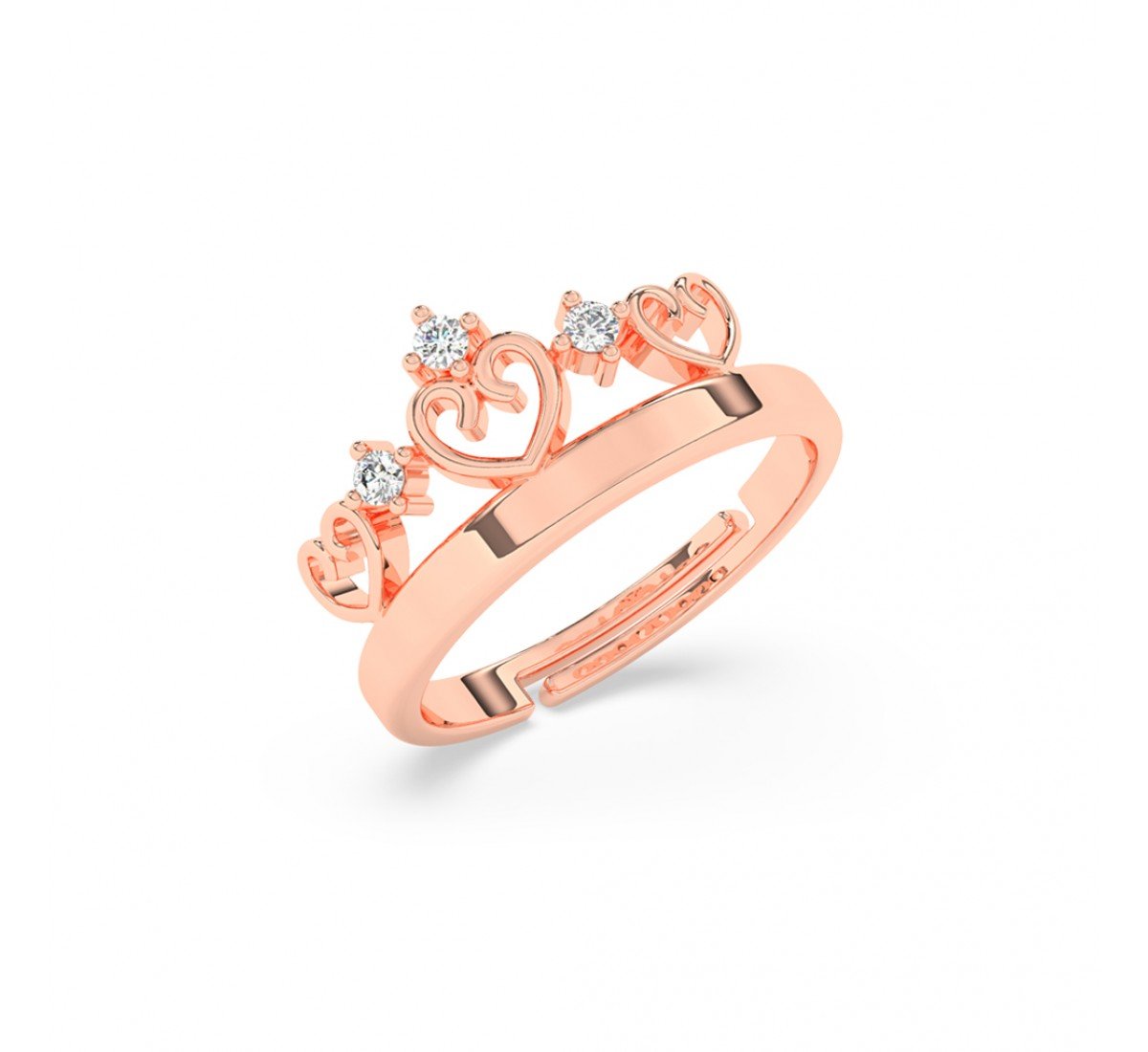 Rose Gold Zircon Stud Crown Ring