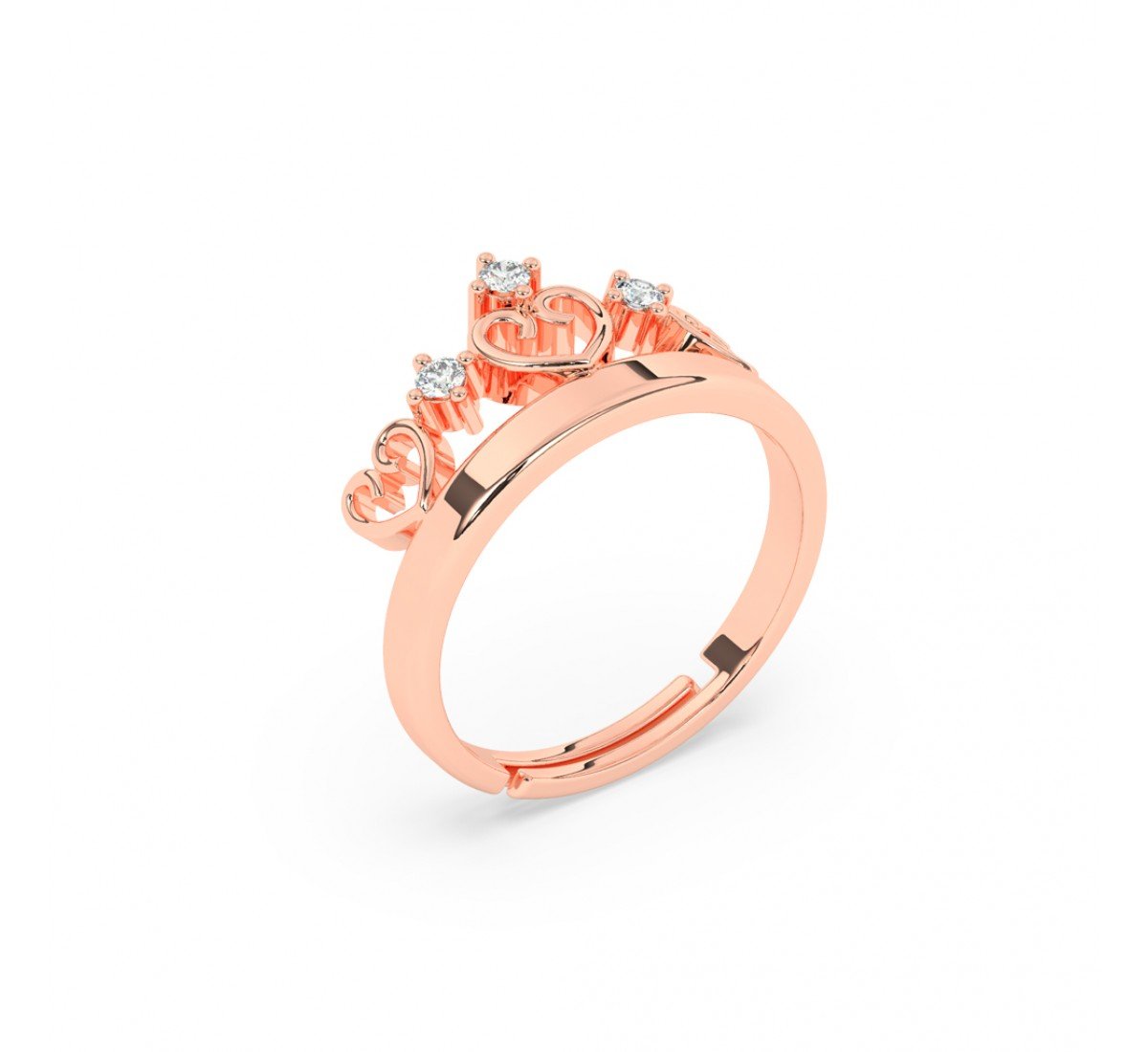 Rose Gold Zircon Stud Crown Ring