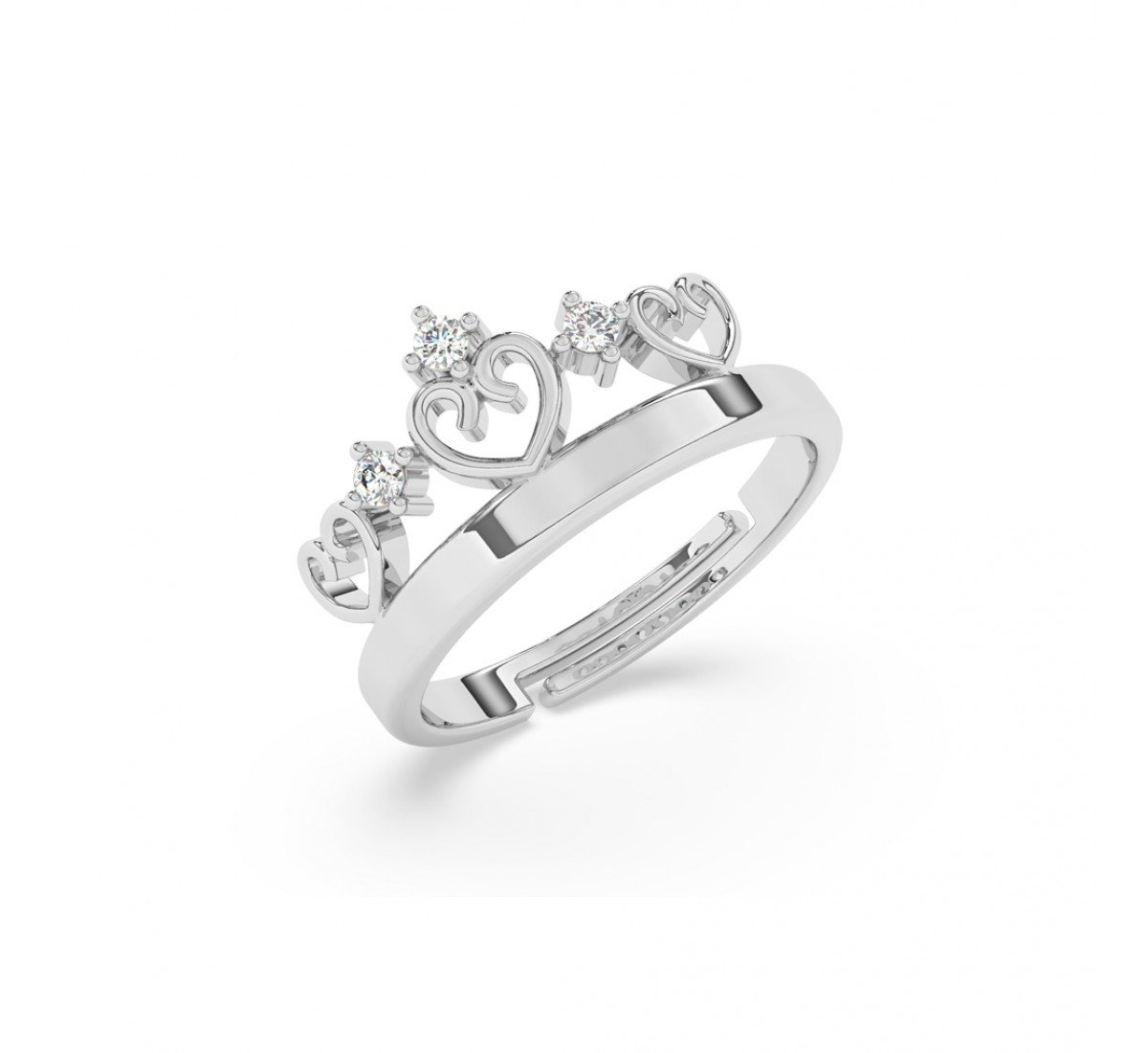 Silver Zircon Stud Crown Ring