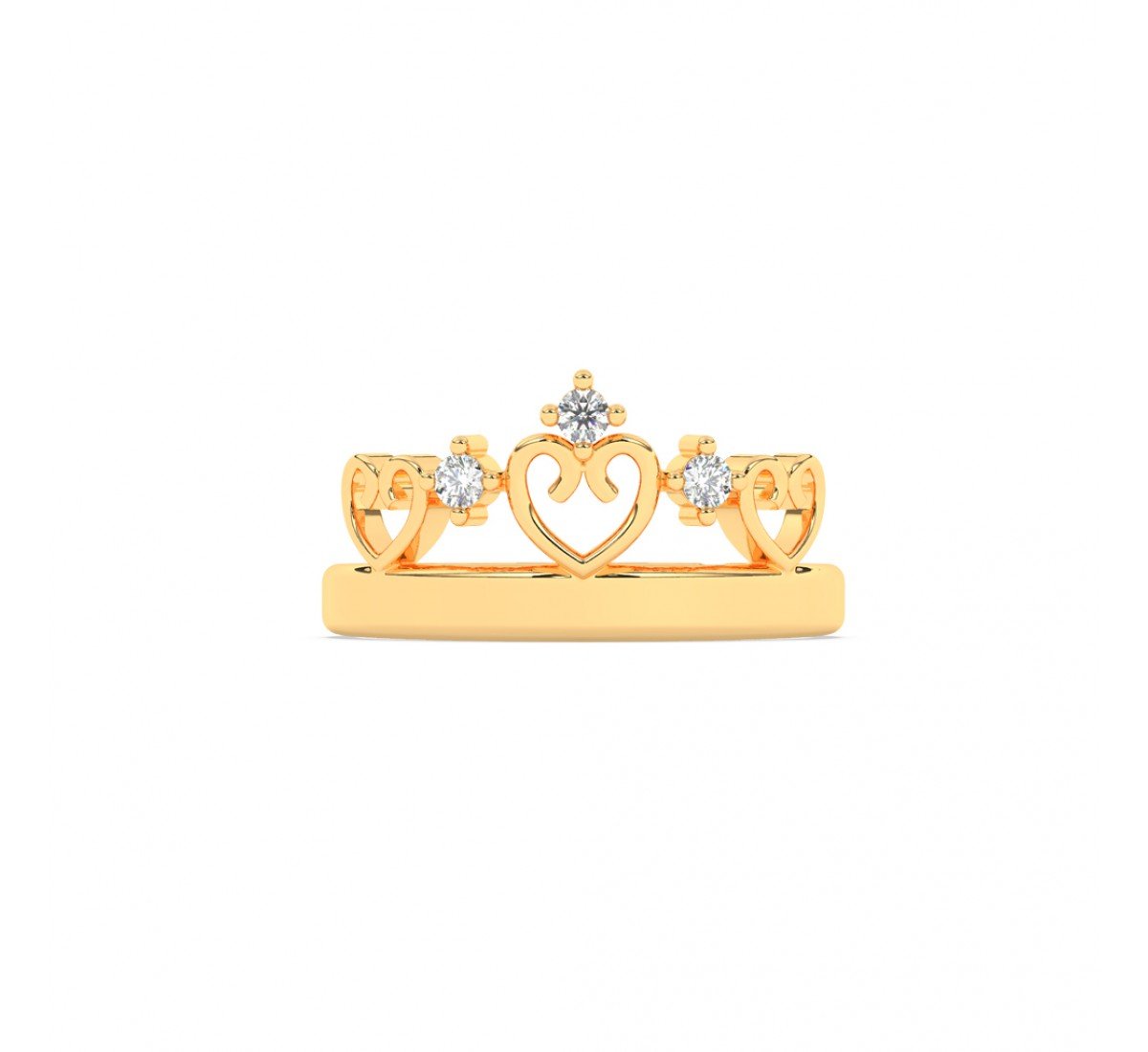 Gold Zircon Stud Crown Ring