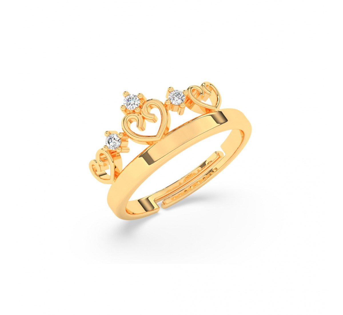 Gold Zircon Stud Crown Ring