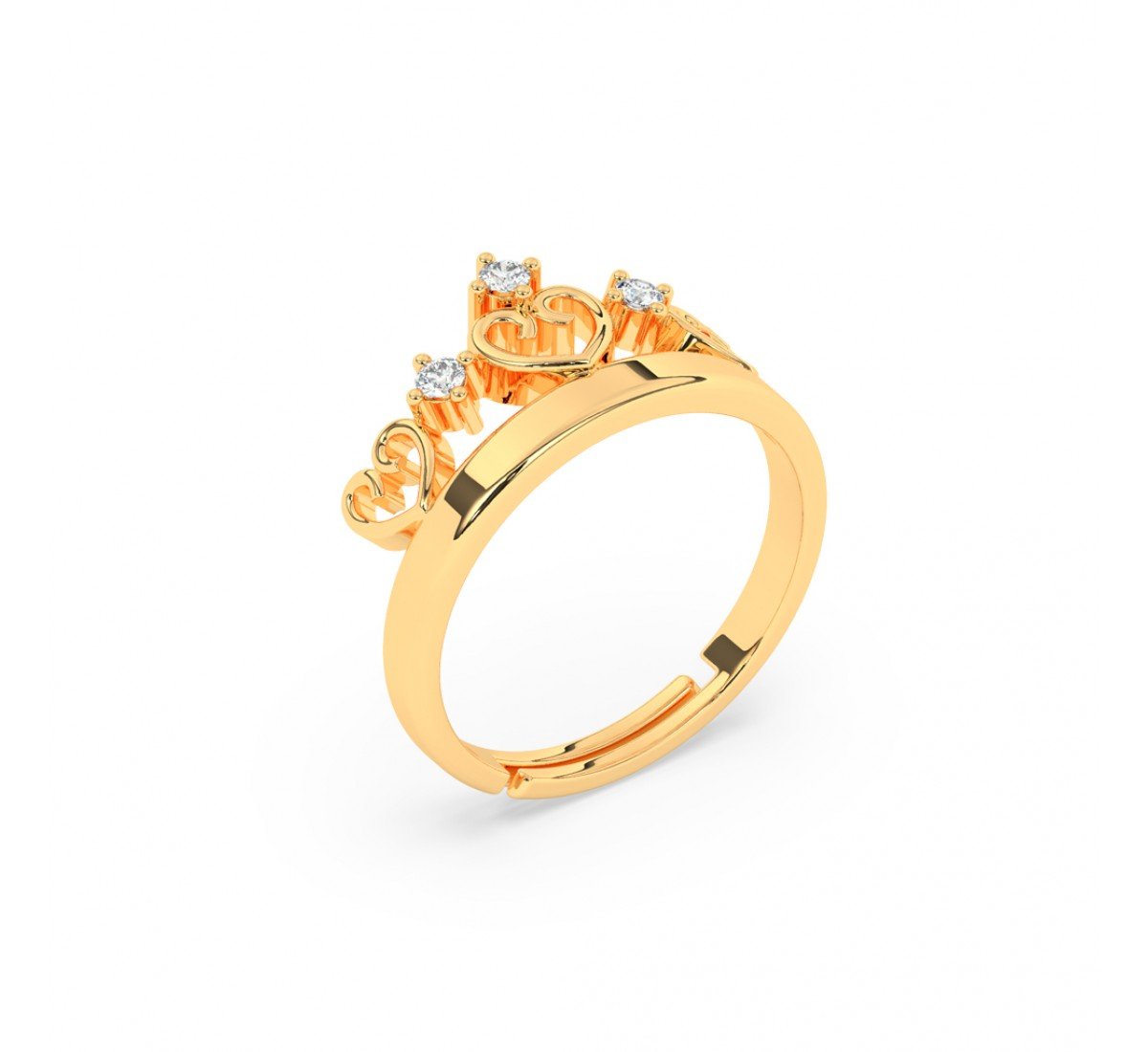 Gold Zircon Stud Crown Ring