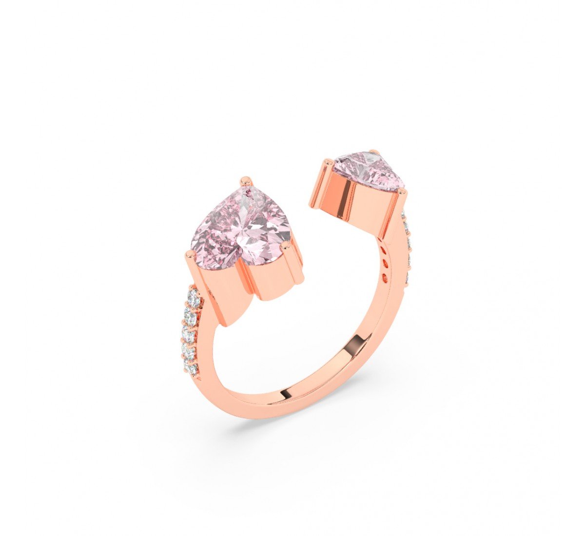 Rose Gold Pink Stone Heart Ring