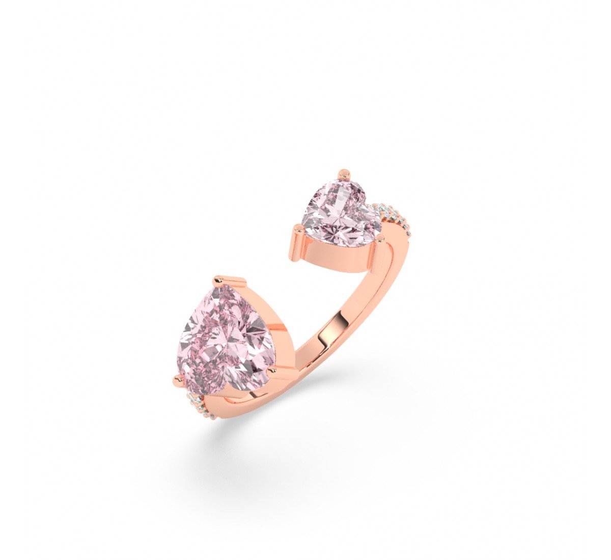 Rose Gold Pink Stone Heart Ring